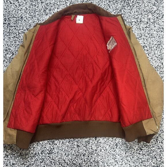 Vintage Carhartt Santa Fe Jacket Duck Red Quilt Lined With Hood J13 BRN 2XL USA - Picture 13 of 16